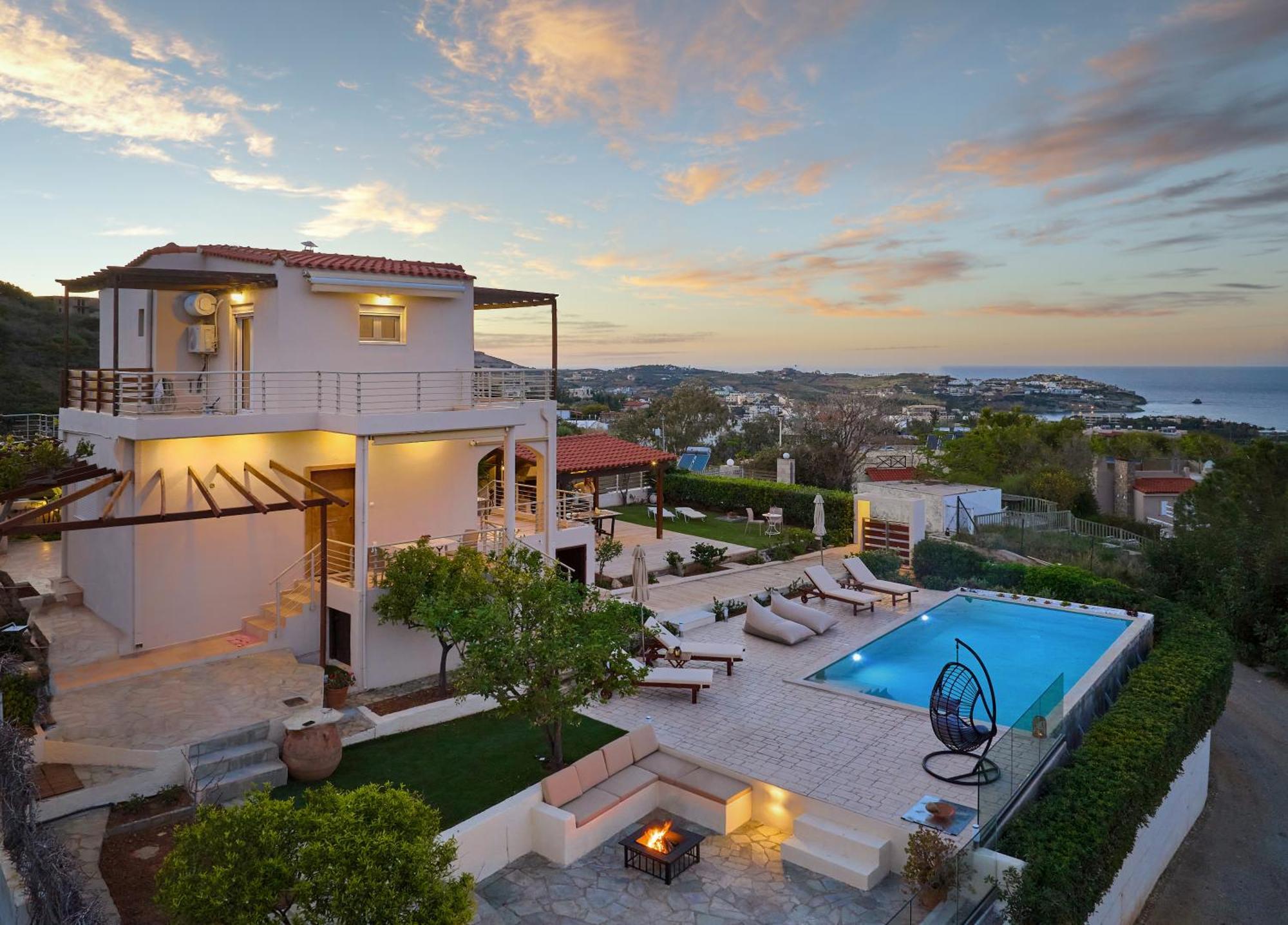 Spacious Villa With Private Eco-Pool And Panoramic Sea View Agia Pelagia  Buitenkant foto