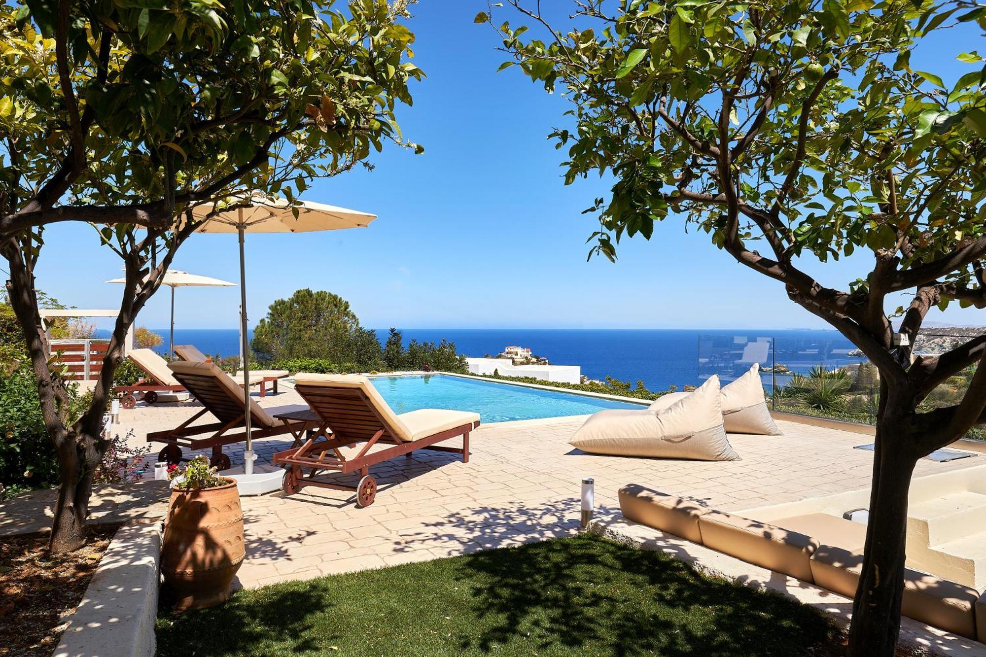 Spacious Villa With Private Eco-Pool And Panoramic Sea View Agia Pelagia  Buitenkant foto