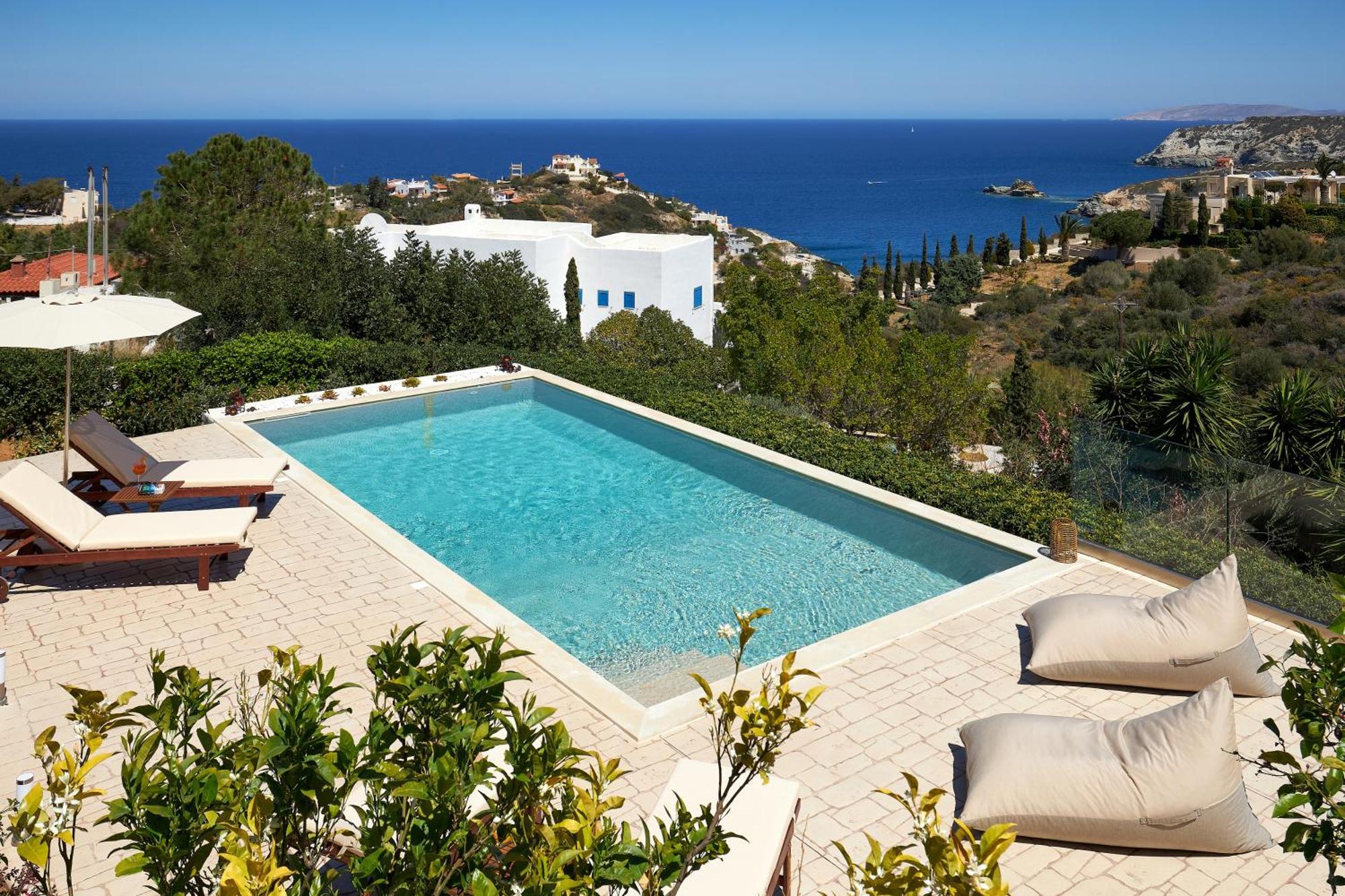 Spacious Villa With Private Eco-Pool And Panoramic Sea View Agia Pelagia  Buitenkant foto