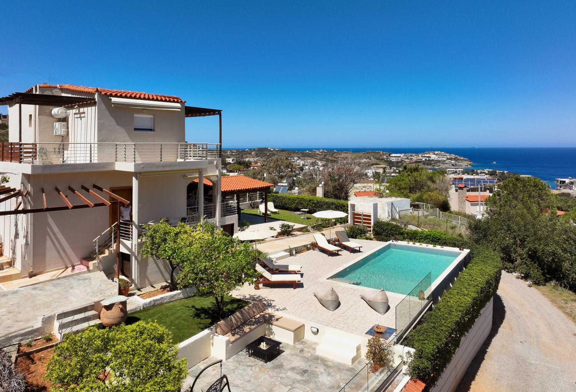 Spacious Villa With Private Eco-Pool And Panoramic Sea View Agia Pelagia  Buitenkant foto