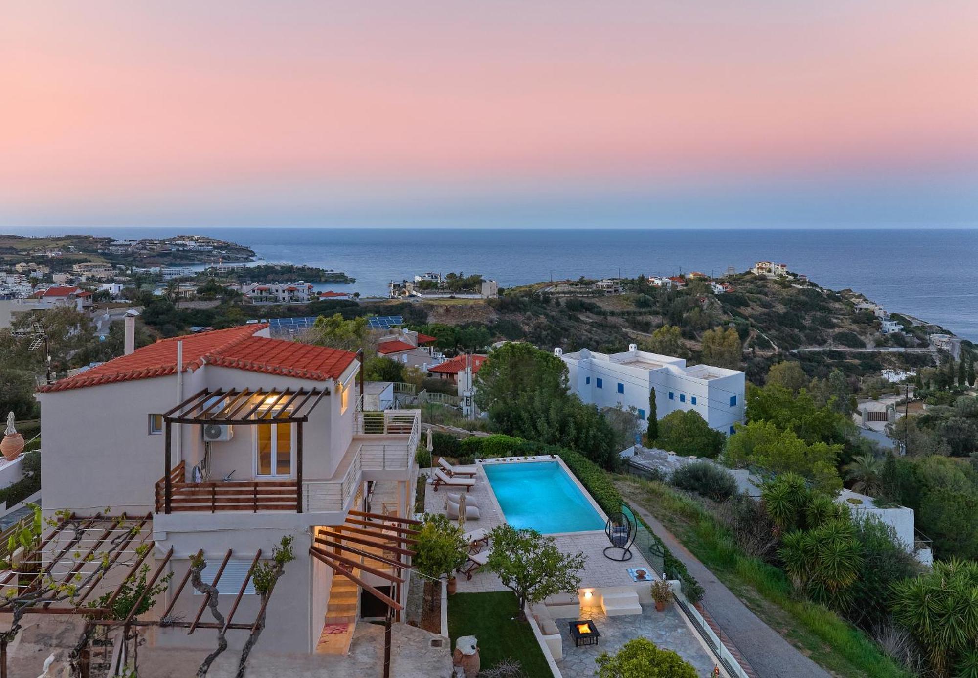 Spacious Villa With Private Eco-Pool And Panoramic Sea View Agia Pelagia  Buitenkant foto